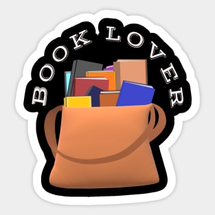 Book Lover Bag of Books (Black Background) Sticker